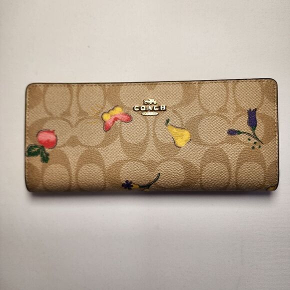 Coach C9591 Slim Wallet In Signature Canvas With Dreamy Veggie Print NWT…